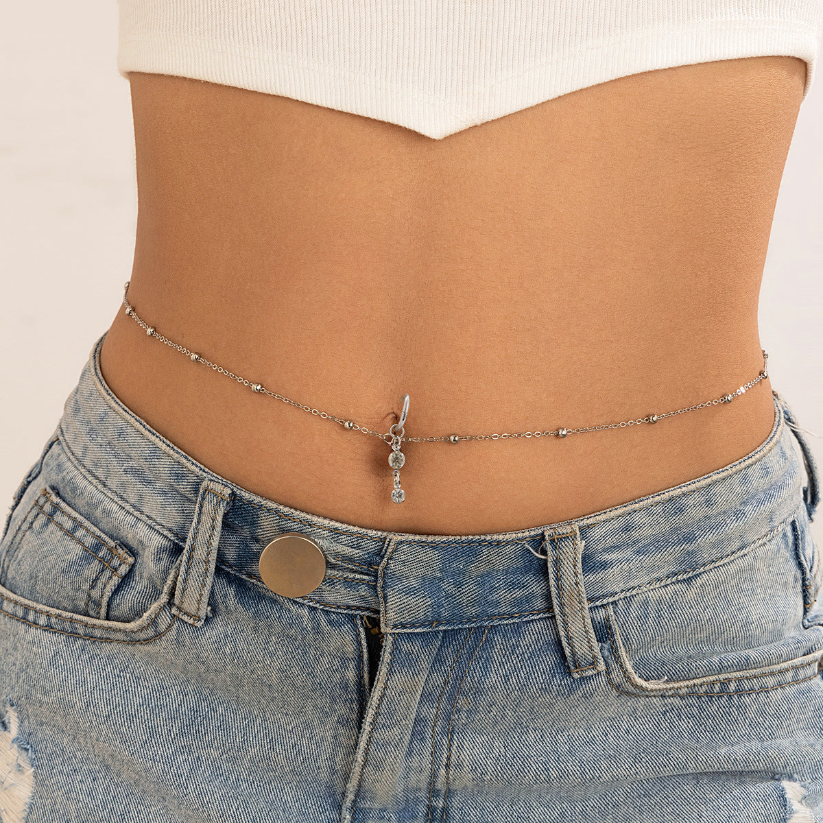 Sweet and cool summer sexy rhinestone waist chain