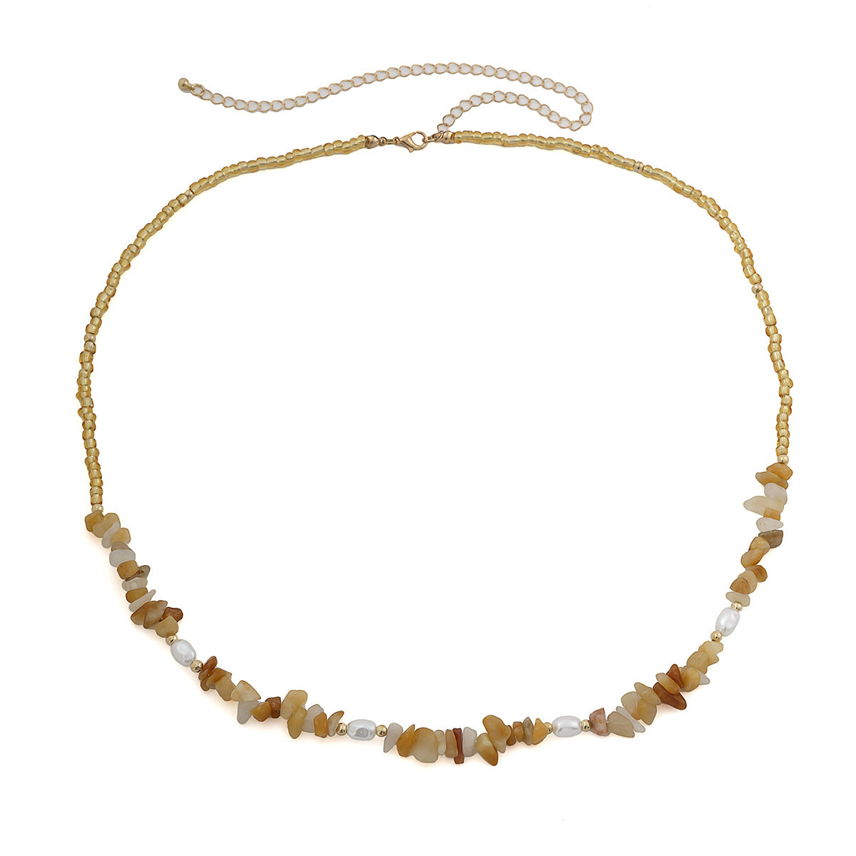Crushed Stone Imitation Pearl Beach Waist Necklace