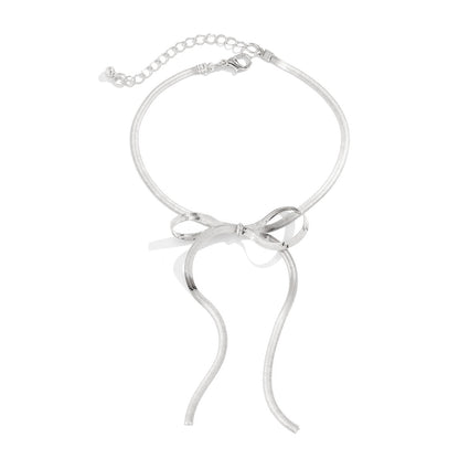 Simple and cool bow long anklet