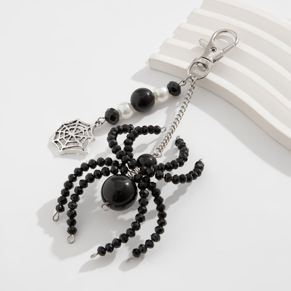 Sunflower Crystal White Pearl Set Keychain