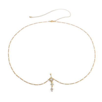 Sweet and cool summer sexy rhinestone waist chain