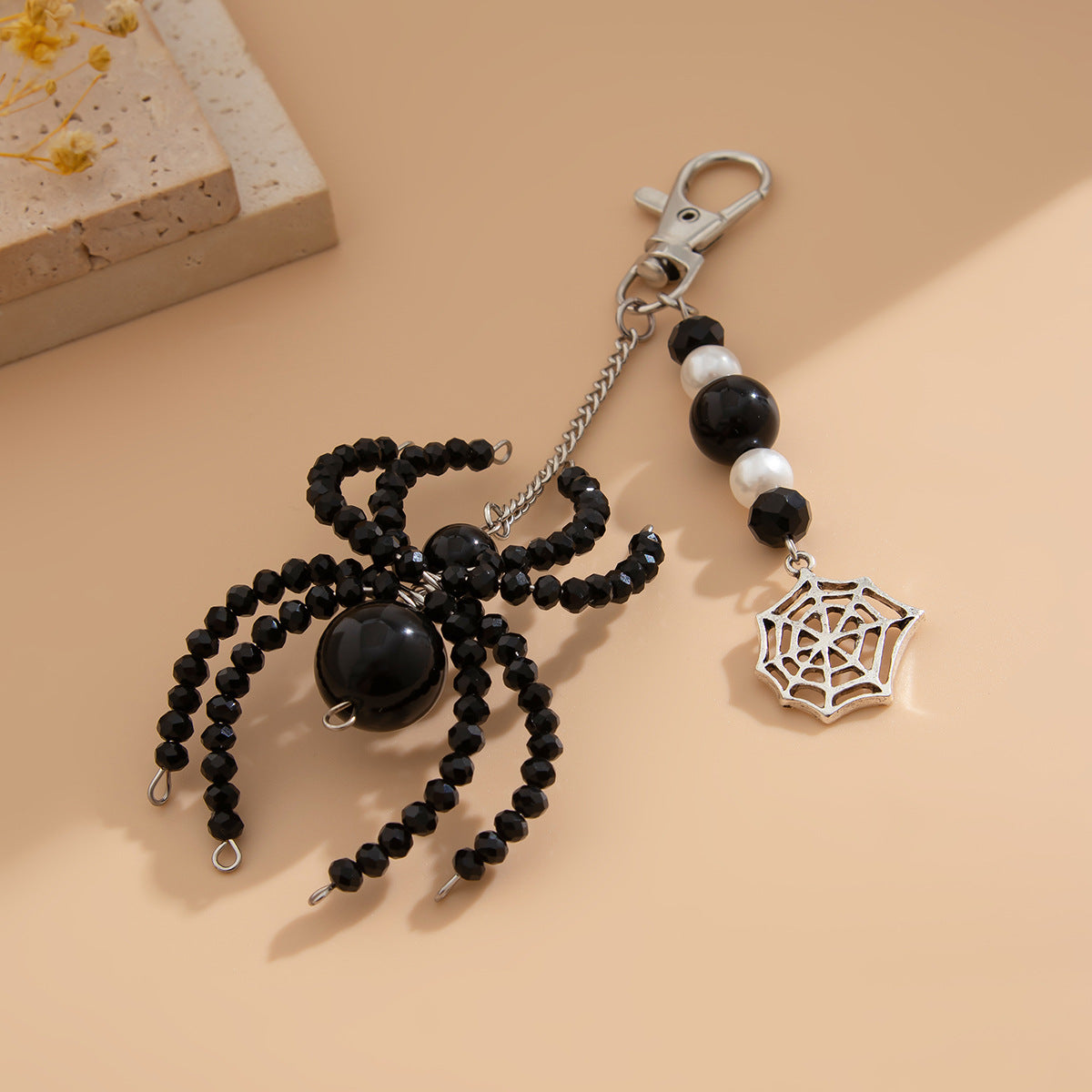 Sunflower Crystal White Pearl Set Keychain