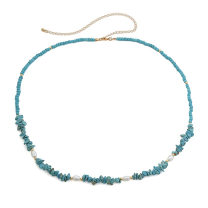 Crushed Stone Imitation Pearl Beach Waist Necklace