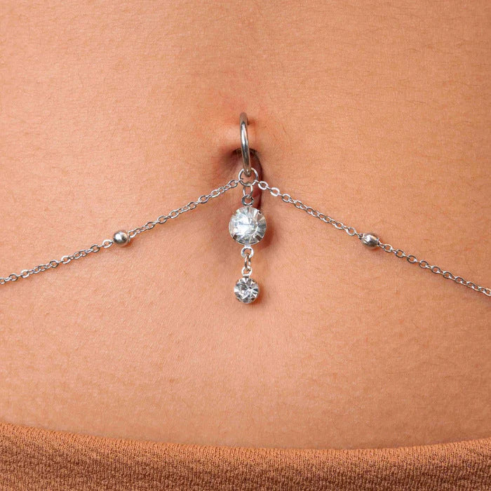 Sweet and cool summer sexy rhinestone waist chain
