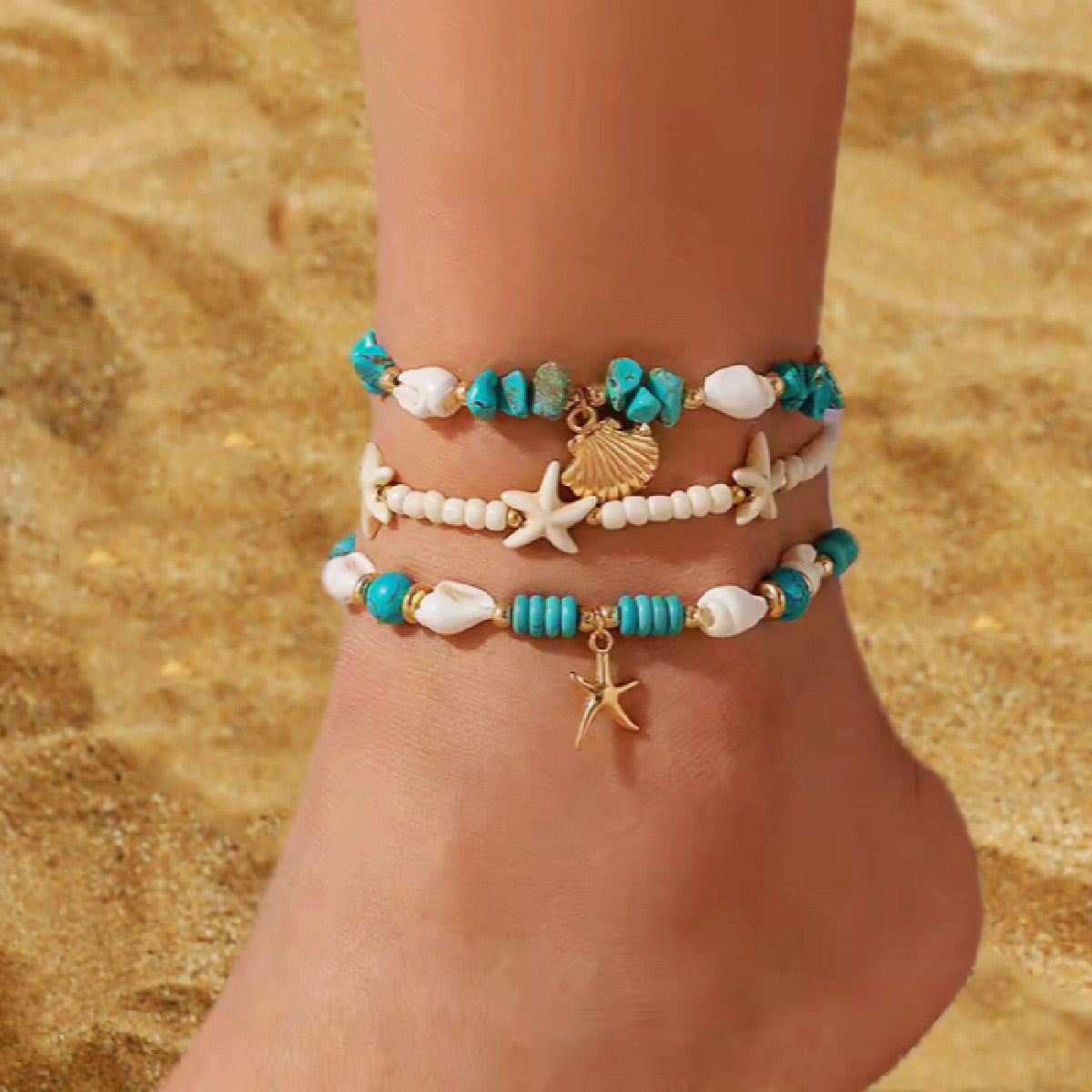 Beach Resort Turquoise Encrusted Anklet