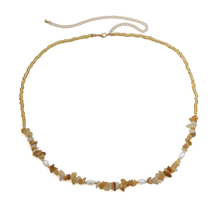 Crushed Stone Imitation Pearl Beach Waist Necklace