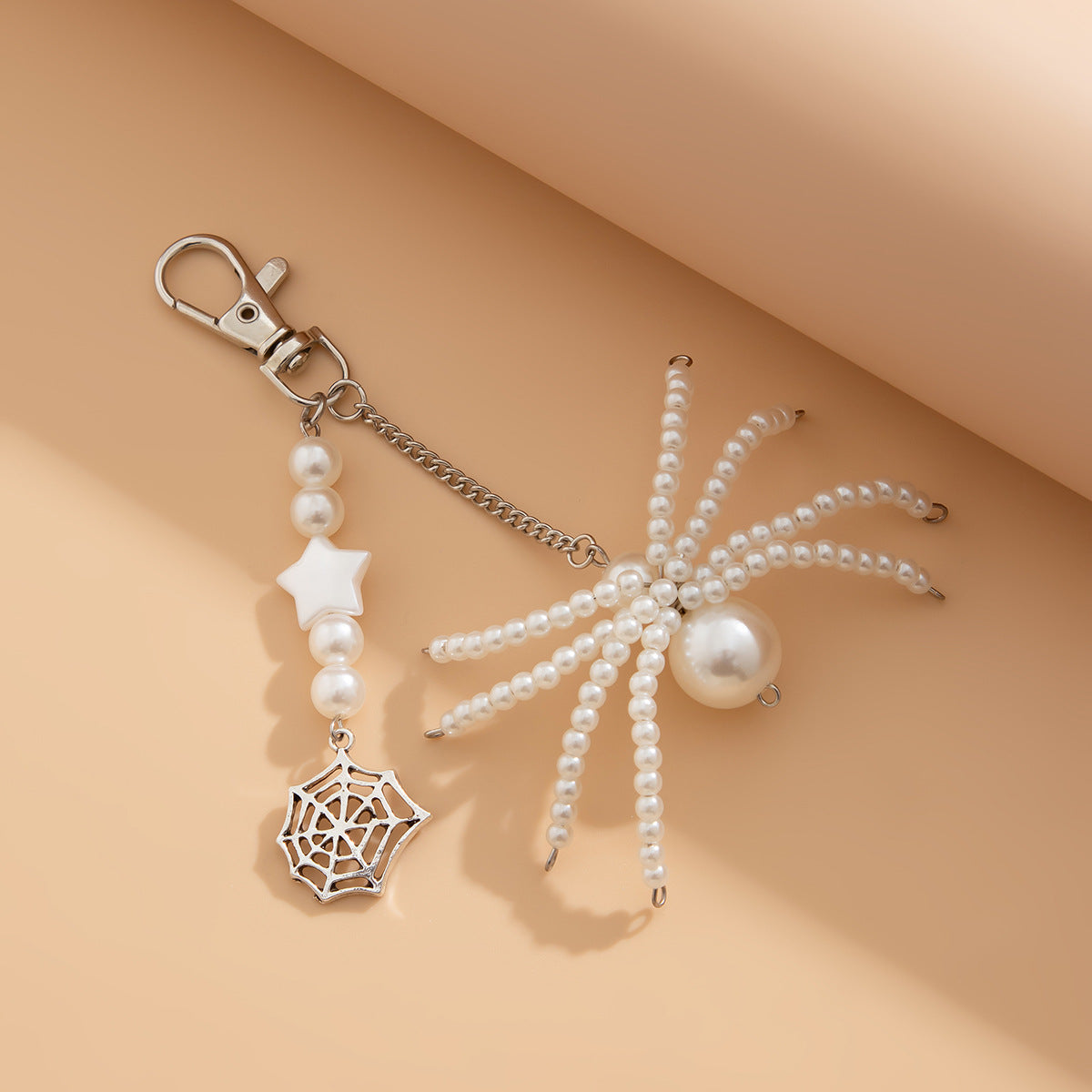 Sunflower Crystal White Pearl Set Keychain