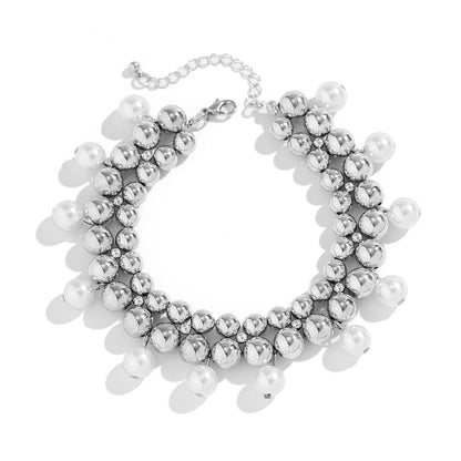 Vacation style beach imitation pearl ankle chain