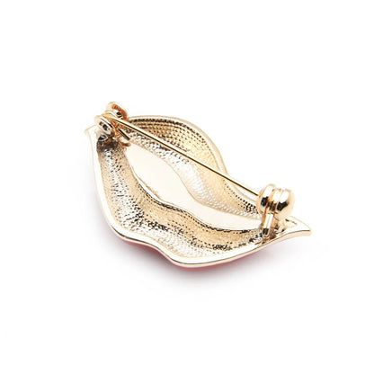 Women's red lips enamel alloy brooch