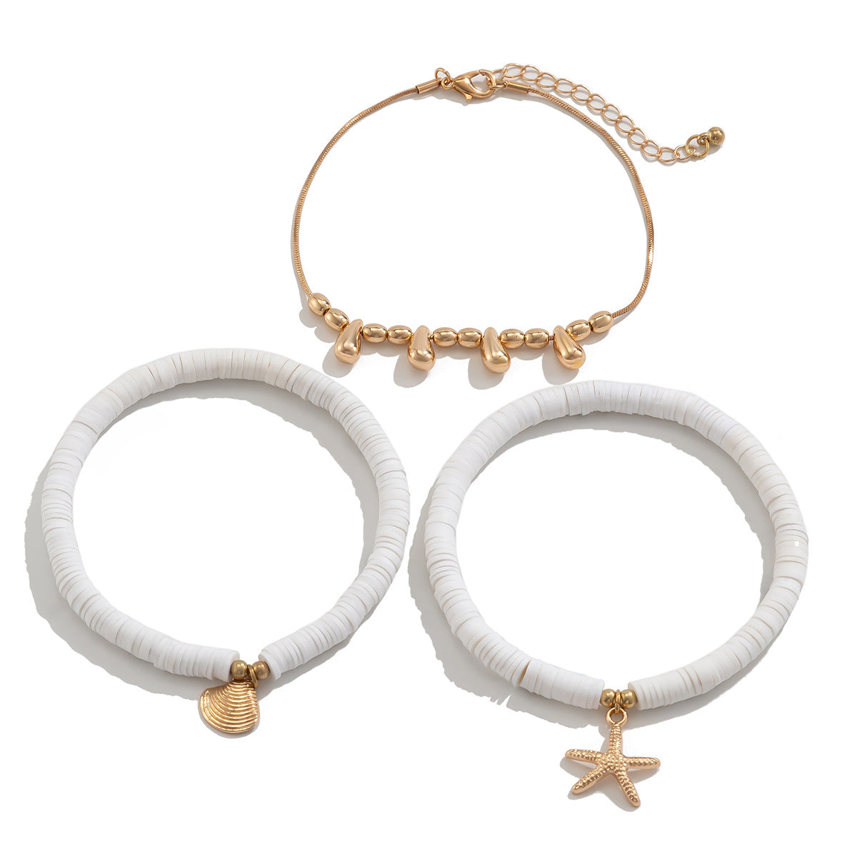 Beach multi-layer starfish soft ceramic anklet